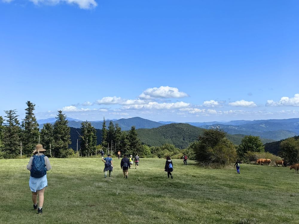 Grupo num prado de montanha